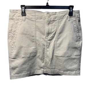Liverpool Los Angeles Khaki Beige Cargo Mini Skirt Petite 10/30 Utility Denim